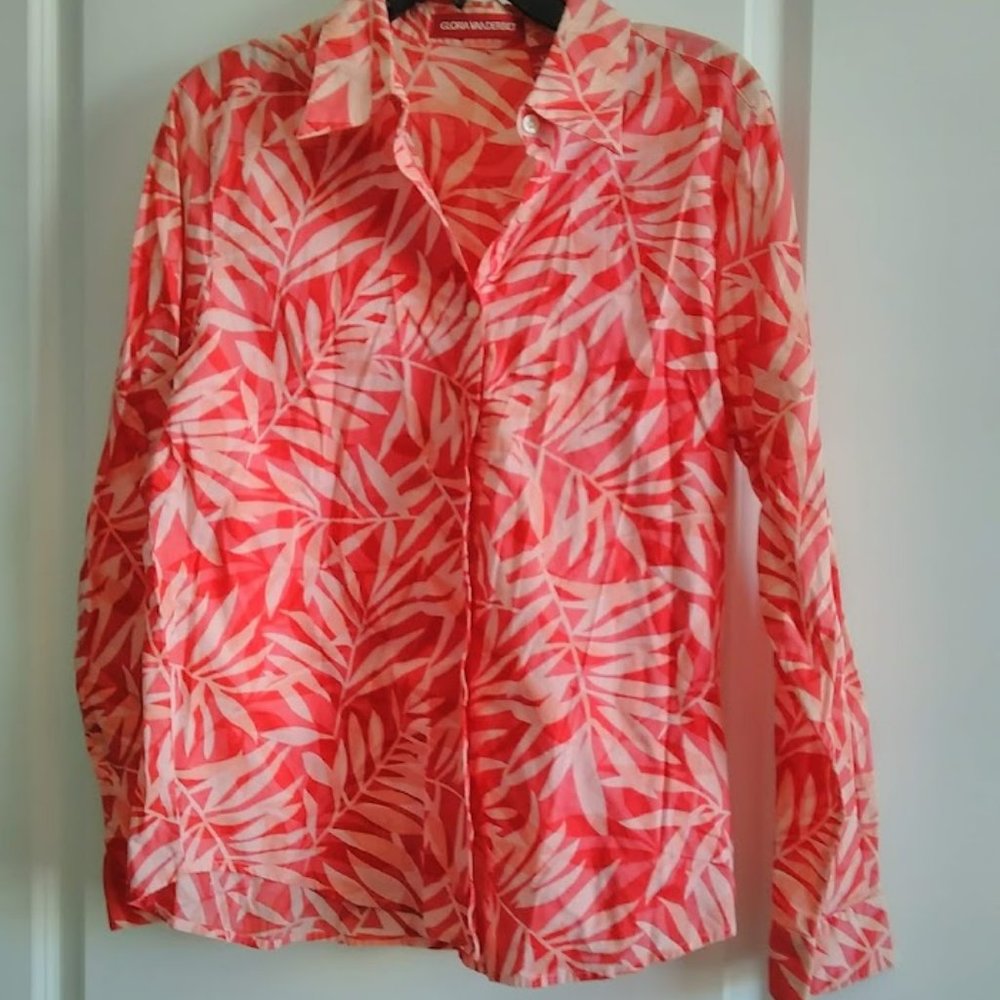 Gloria Vanderbilt Tropical Print Top/Blouse